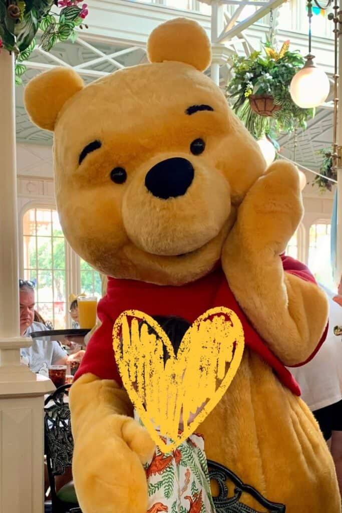 Winnie the Pooh at the Crystal Palace breakfast buffet