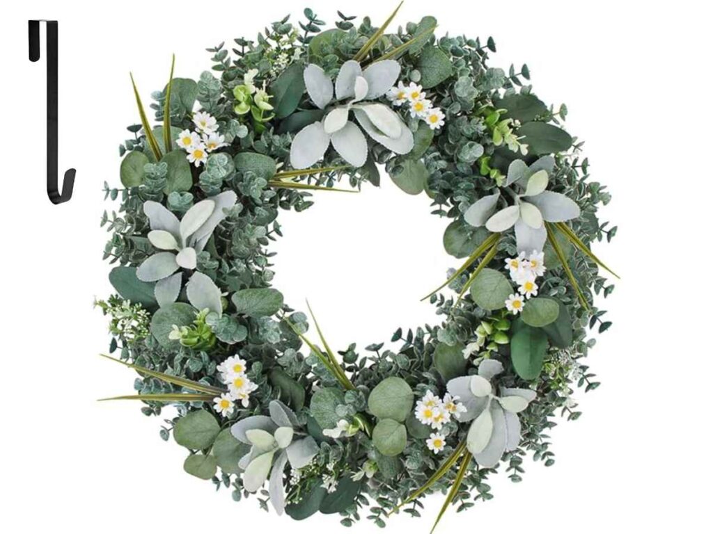 Amazon finds eucalyptus wreath and metal hanger for all season porch decor