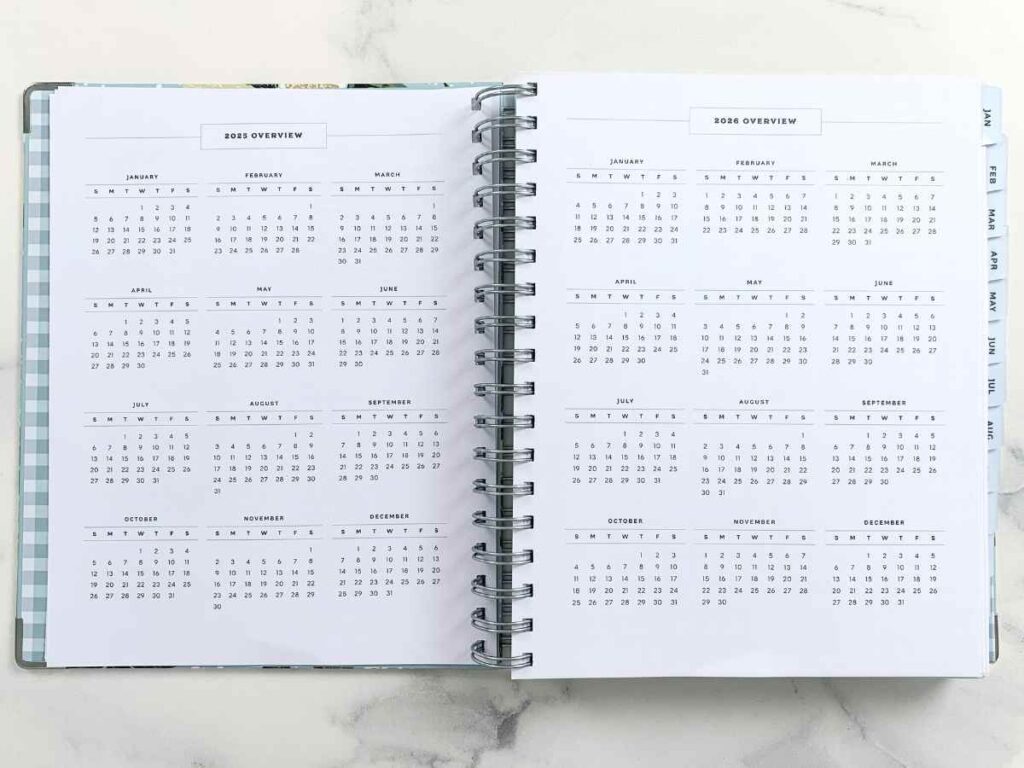24 month monthly overview towards beginning of planner