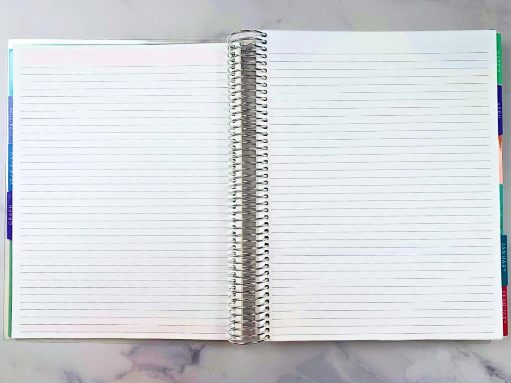 Two lined notes pages found right before the monthly sections of the planner