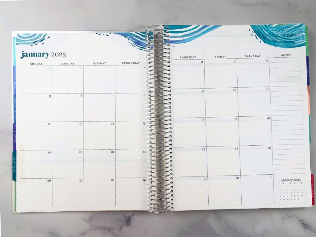 A sample monthly layout page in the Erin Condren teacher planner.