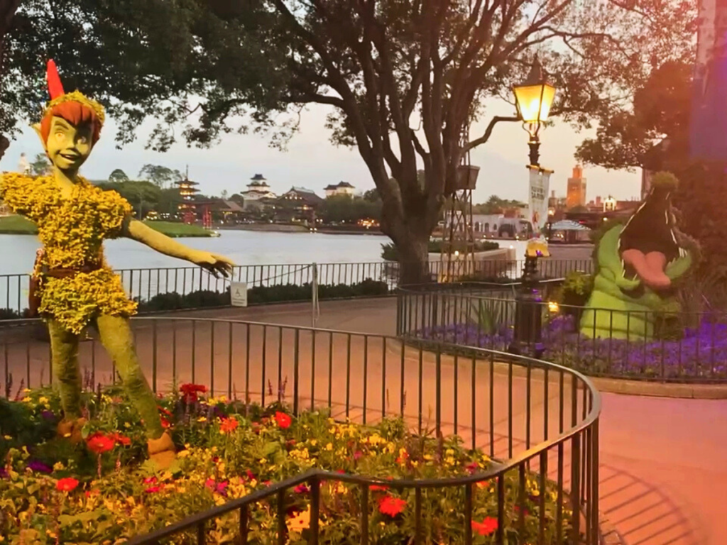 Disney topiaries Peter Pan and the crocodile Tick Tock Croc